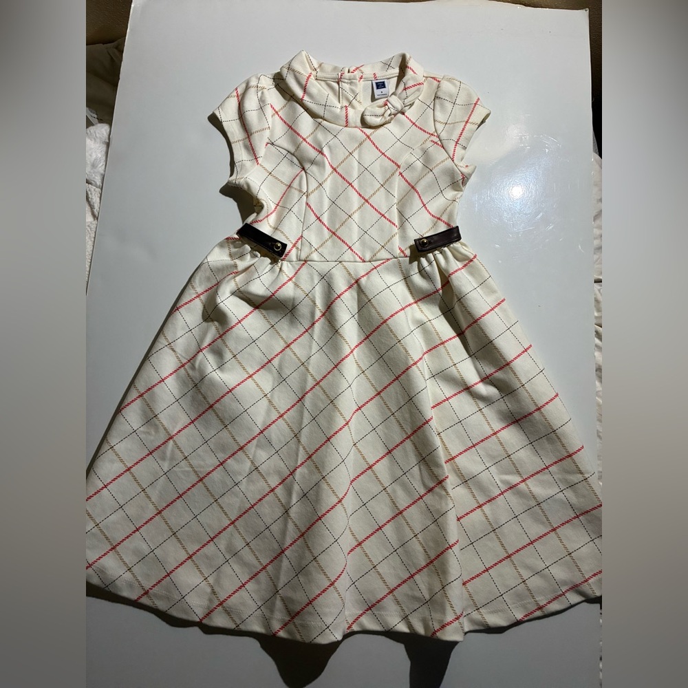 Janie and Jack Ivory Plaid Equestrian dress